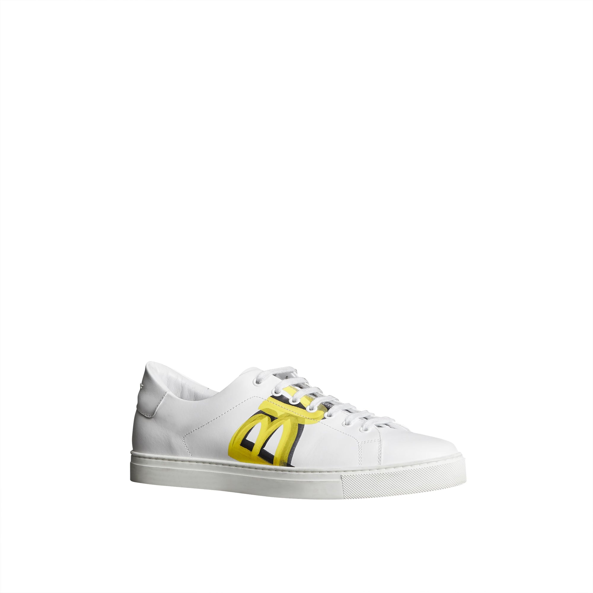 Sneakers en cuir avec logo imprimé - Optic White & V Yellow