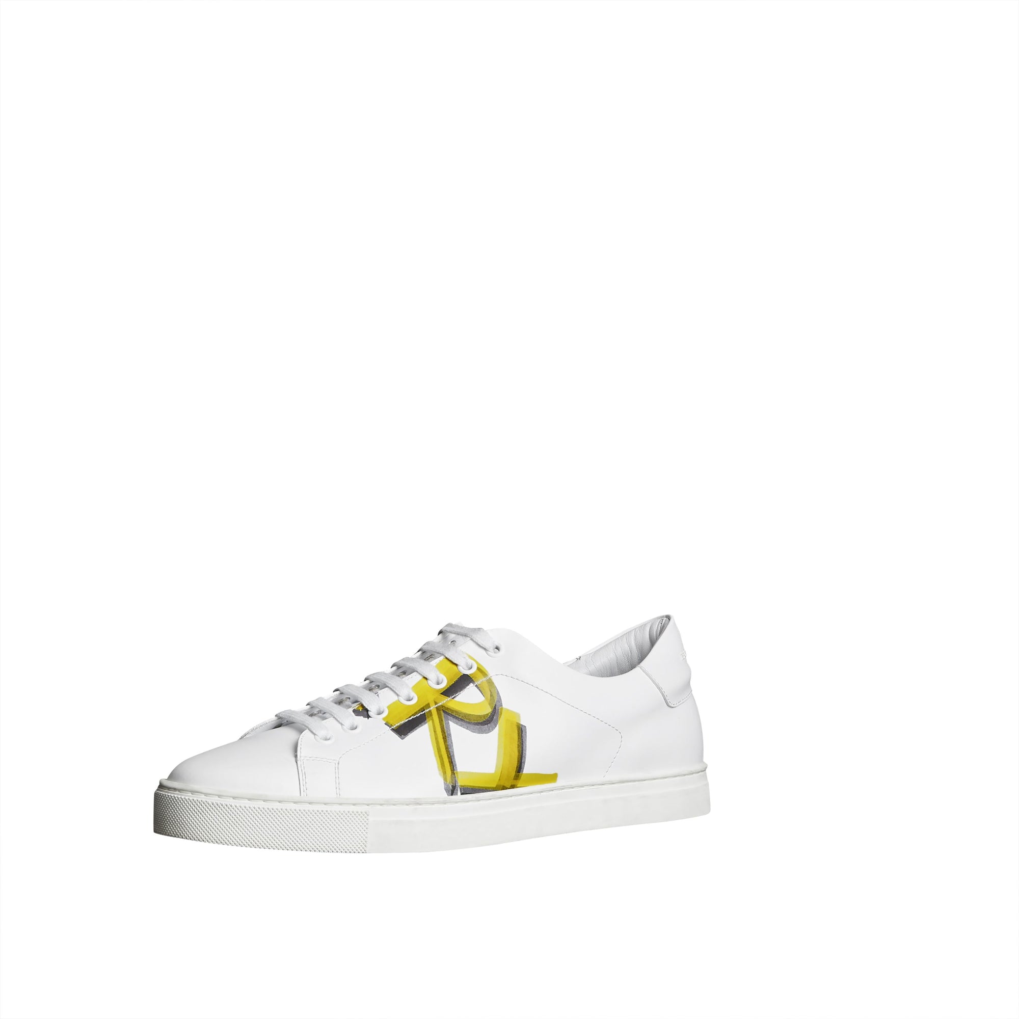 Sneakers en cuir avec logo imprimé - Optic White & V Yellow