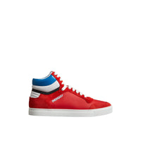 Sneakers montantes en cuir et cuir velours - Bright Red