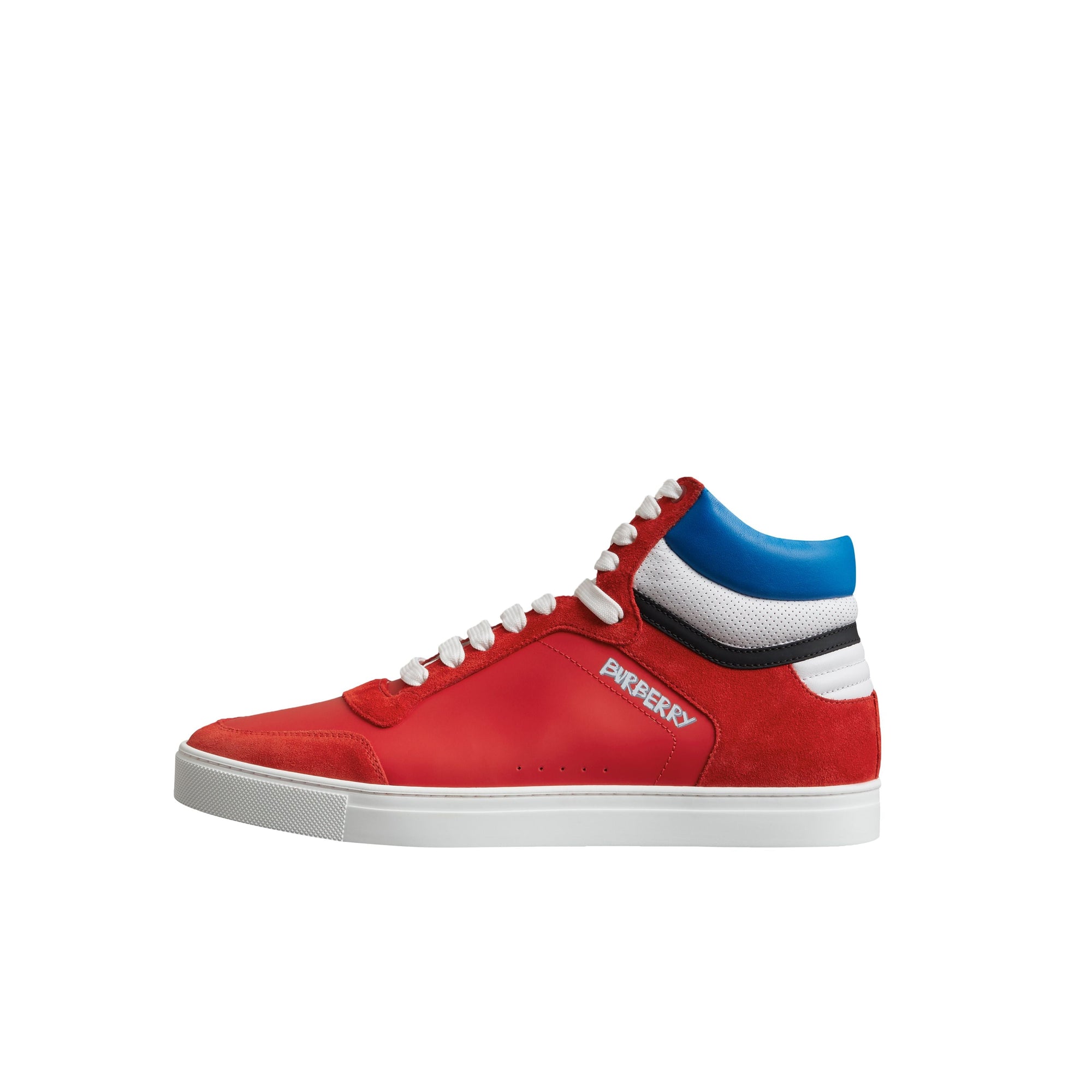Sneakers montantes en cuir et cuir velours - Bright Red