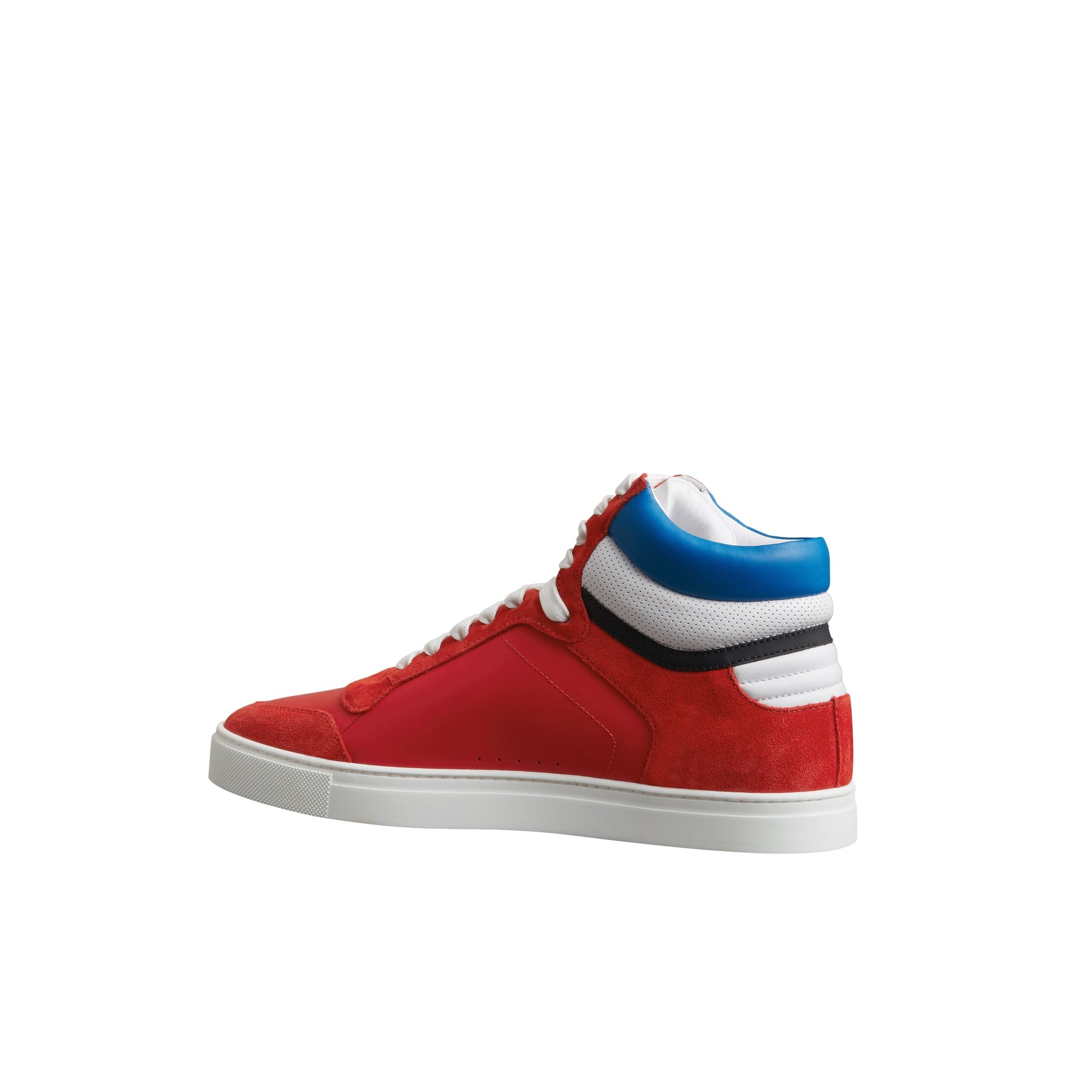 Sneakers montantes en cuir et cuir velours - Bright Red