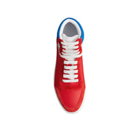 Sneakers montantes en cuir et cuir velours - Bright Red