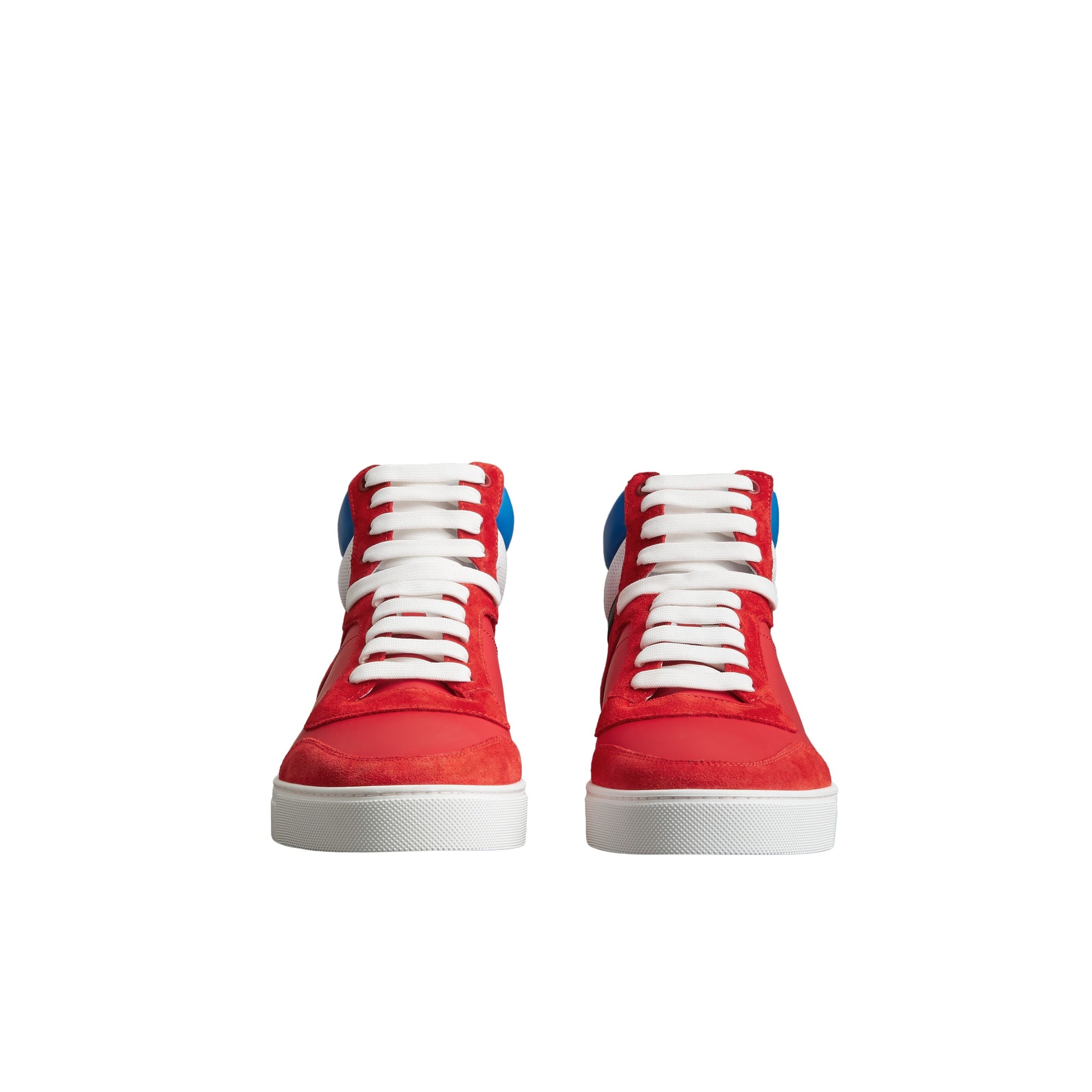 Sneakers montantes en cuir et cuir velours - Bright Red