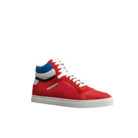 Sneakers montantes en cuir et cuir velours - Bright Red