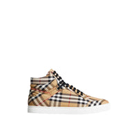 Sneakers montantes en coton à motif Vintage check - Antique Yellow