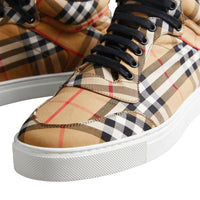 Sneakers montantes en coton à motif Vintage check - Antique Yellow