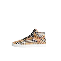 Sneakers montantes en coton à motif Vintage check - Antique Yellow