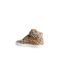 Sneakers montantes en coton à motif Vintage check - Antique Yellow
