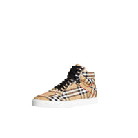 Sneakers montantes en coton à motif Vintage check - Antique Yellow