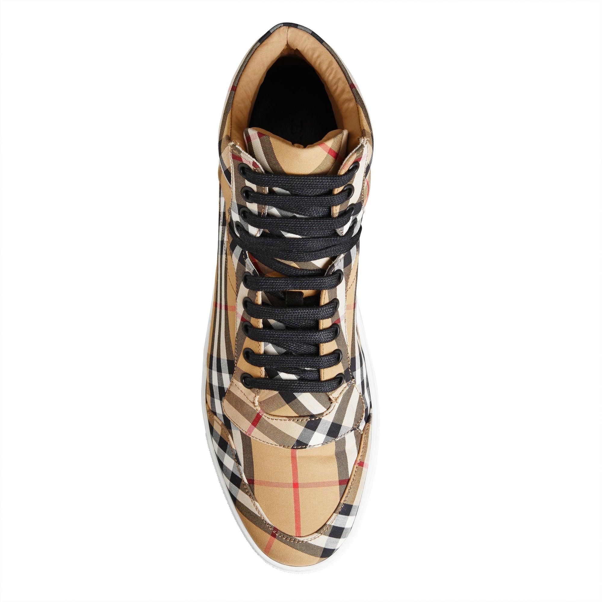 Sneakers montantes en coton à motif Vintage check - Antique Yellow