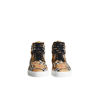 Sneakers montantes en coton à motif Vintage check - Antique Yellow