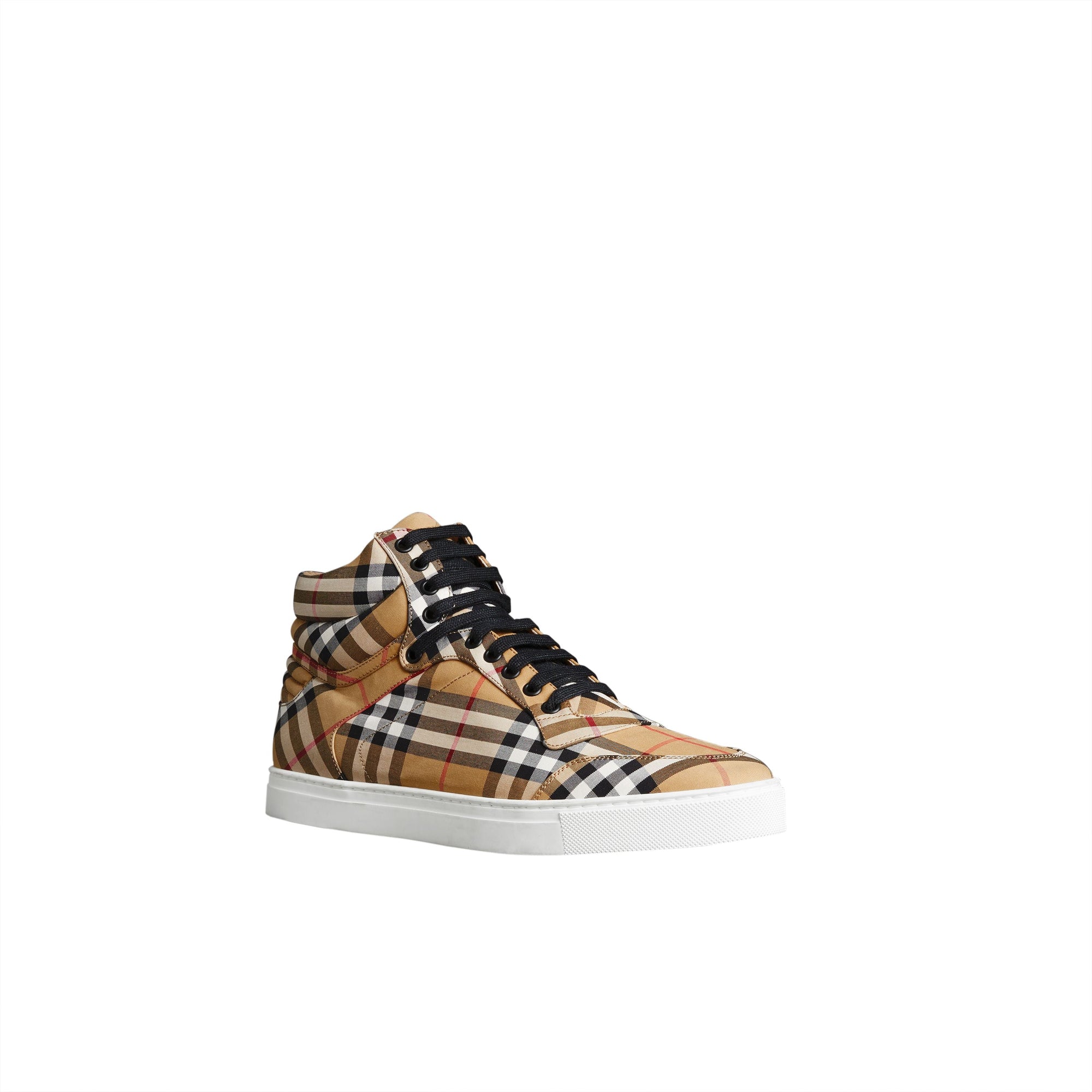 Sneakers montantes en coton à motif Vintage check - Antique Yellow