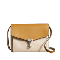 Sac à bandoulière en cuir bicolore - Limestone & Yellow