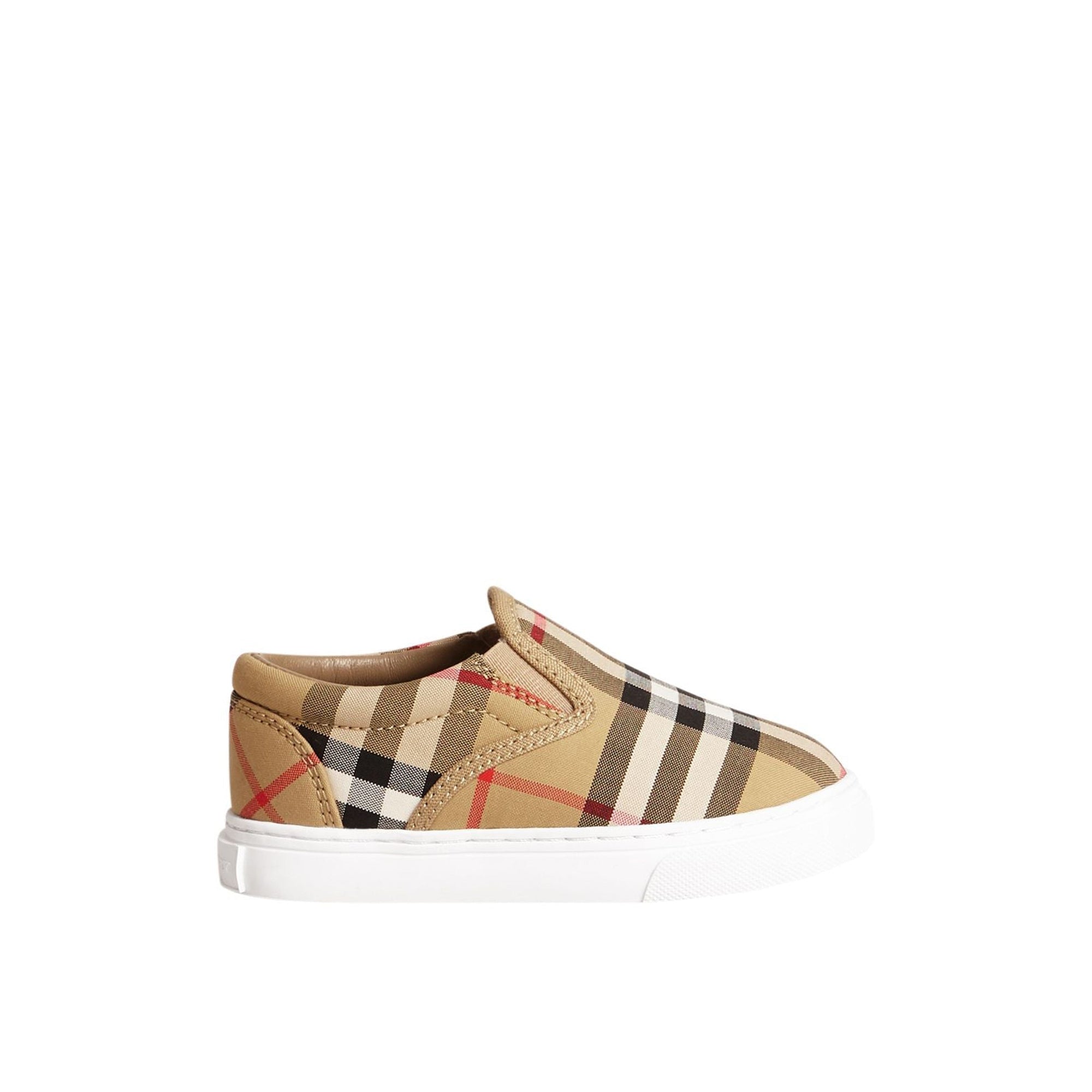 Sneakers sans lacets en cuir à motif Vintage check - Antique Yellow & White
