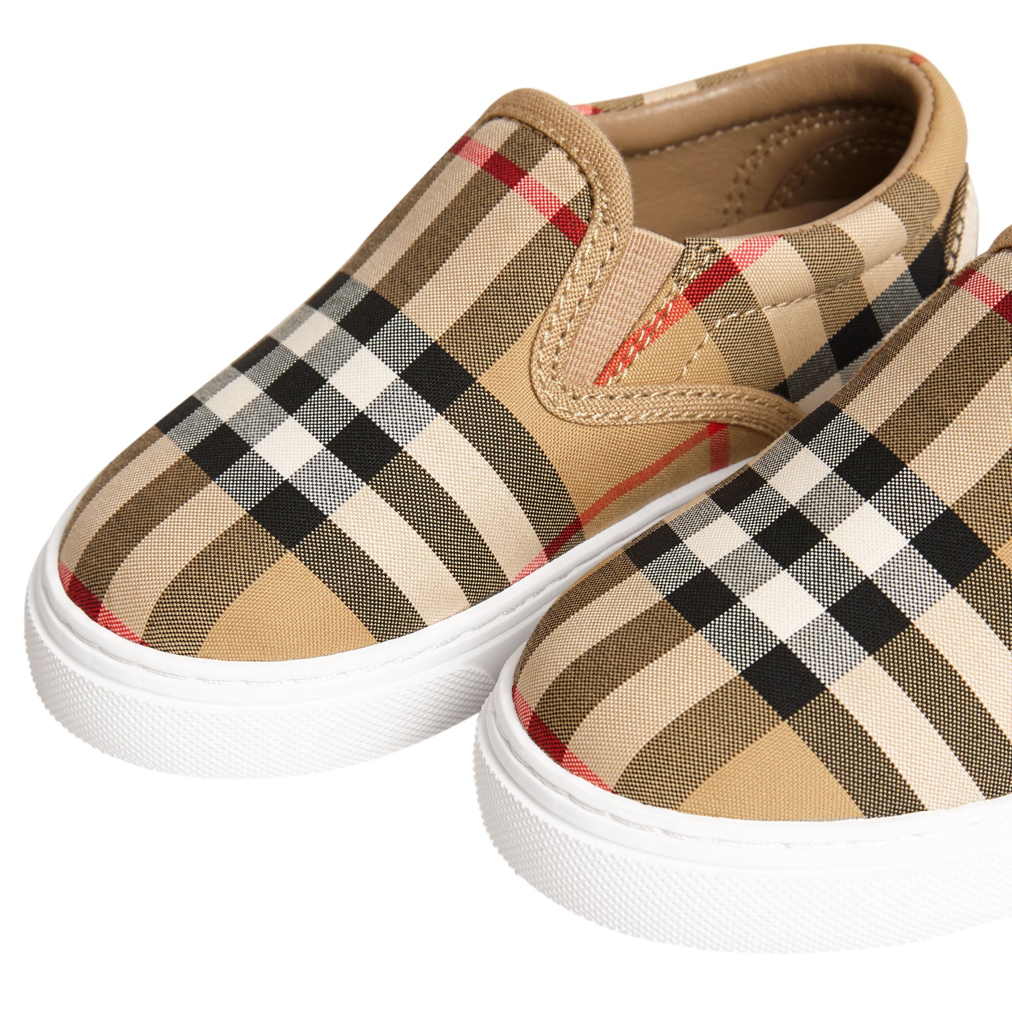 Sneakers sans lacets en cuir à motif Vintage check - Antique Yellow & White