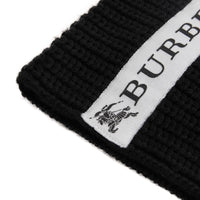 Bonnet en laine rayé avec logo - Black