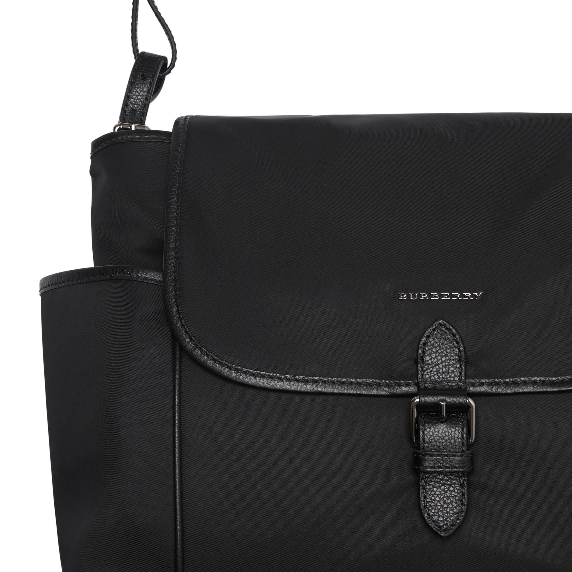 Sac à langer porté à l'épaule avec détails en cuir - Black