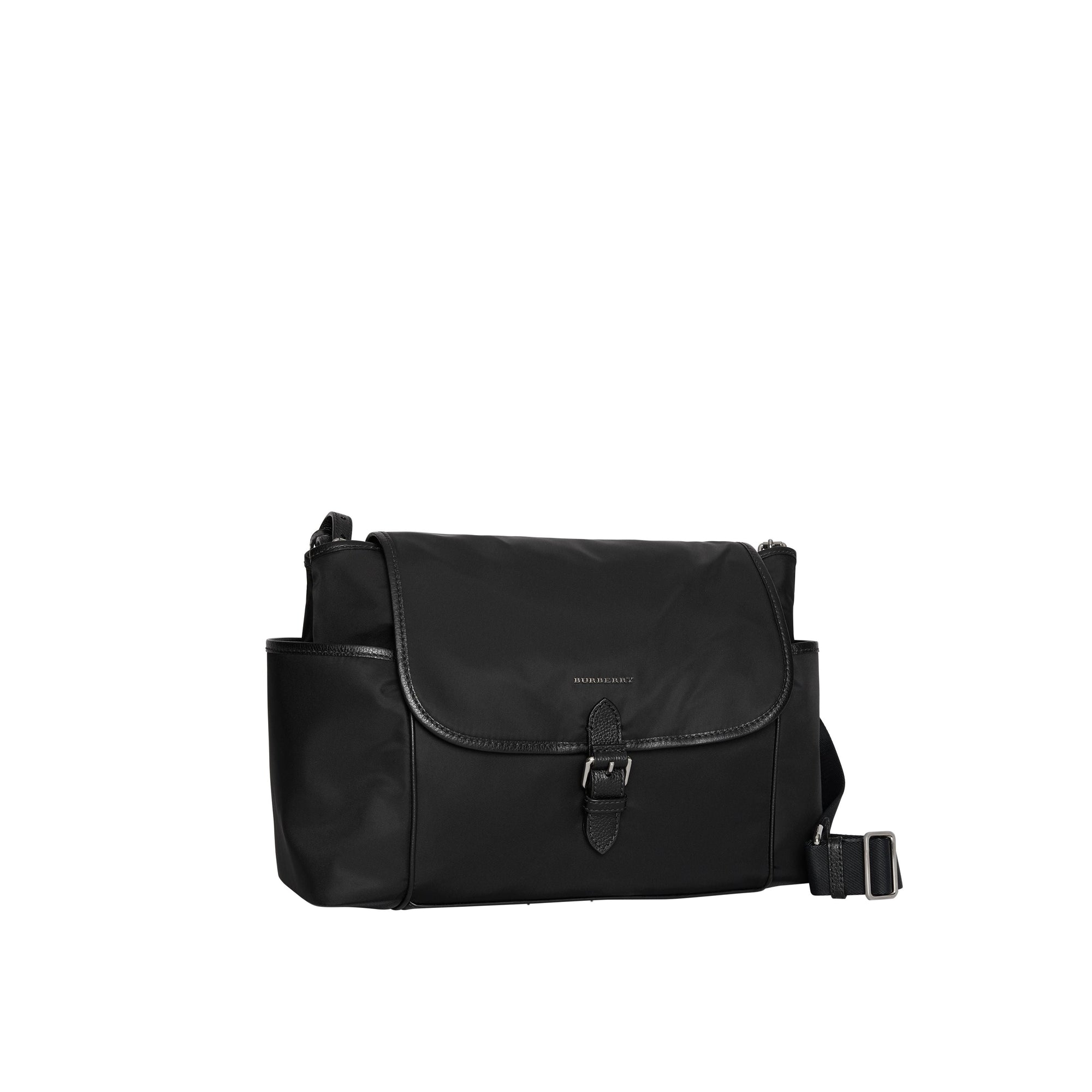 Sac à langer porté à l'épaule avec détails en cuir - Black