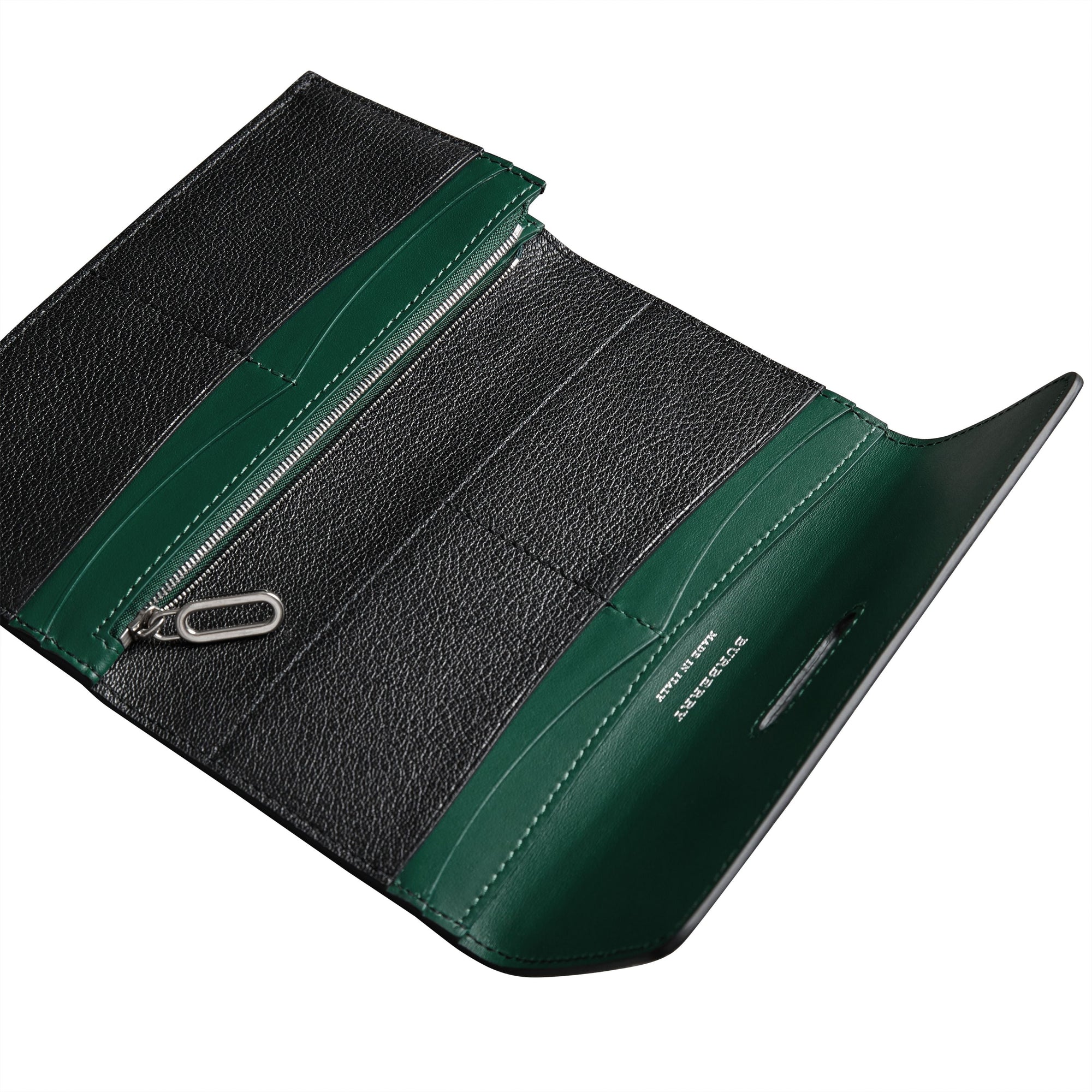 Portefeuille continental en cuir grainé avec boucle en D - Black