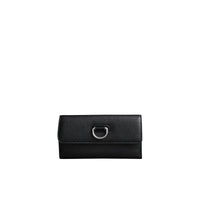 Portefeuille continental en cuir grainé avec boucle en D - Black