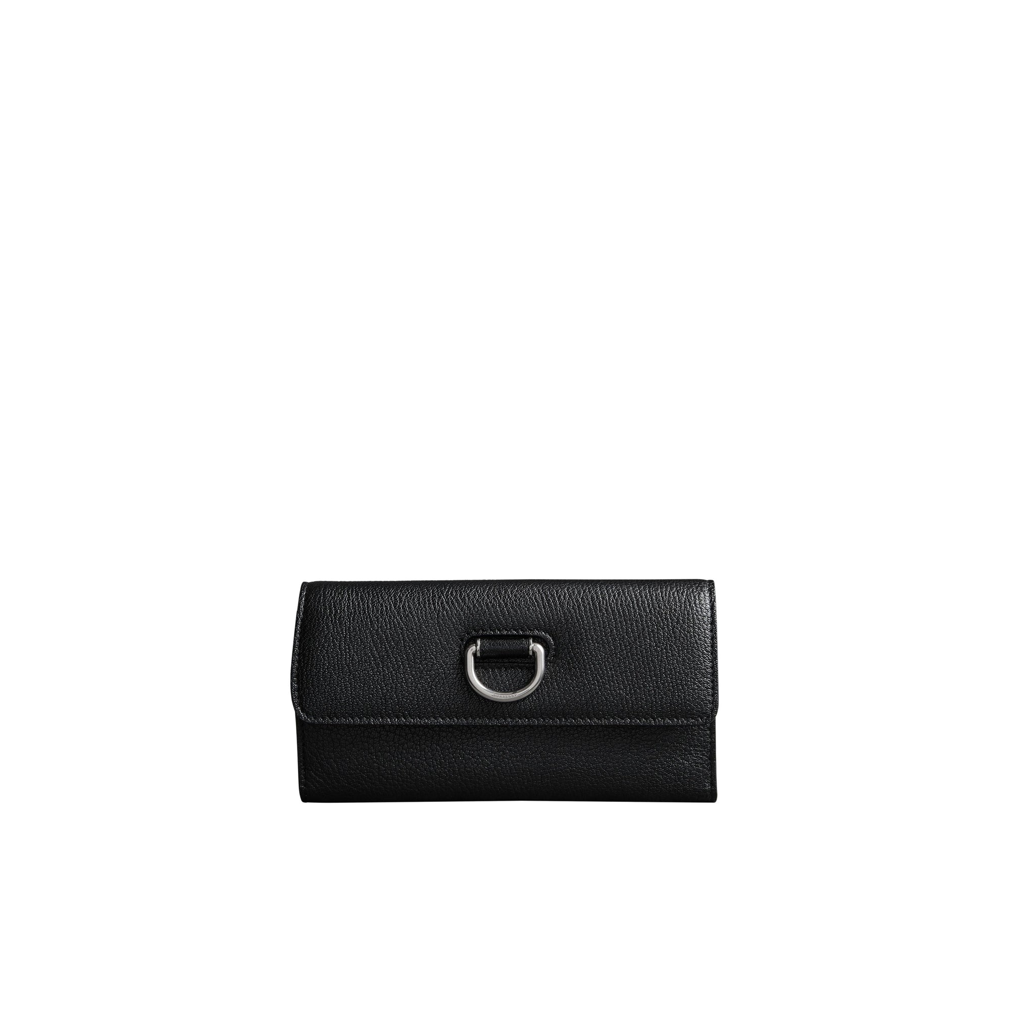 Portefeuille continental en cuir grainé avec boucle en D - Black