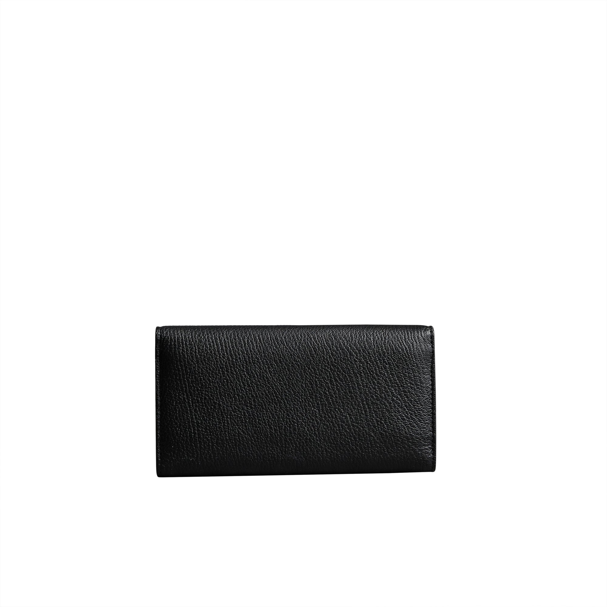 Portefeuille continental en cuir grainé avec boucle en D - Black