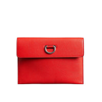 Pochette en cuir à boucle en D avec porte-monnaie zippé - Bright Red