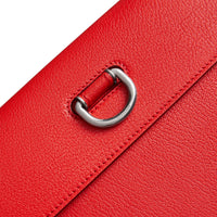 Pochette en cuir à boucle en D avec porte-monnaie zippé - Bright Red