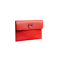 Pochette en cuir à boucle en D avec porte-monnaie zippé - Bright Red