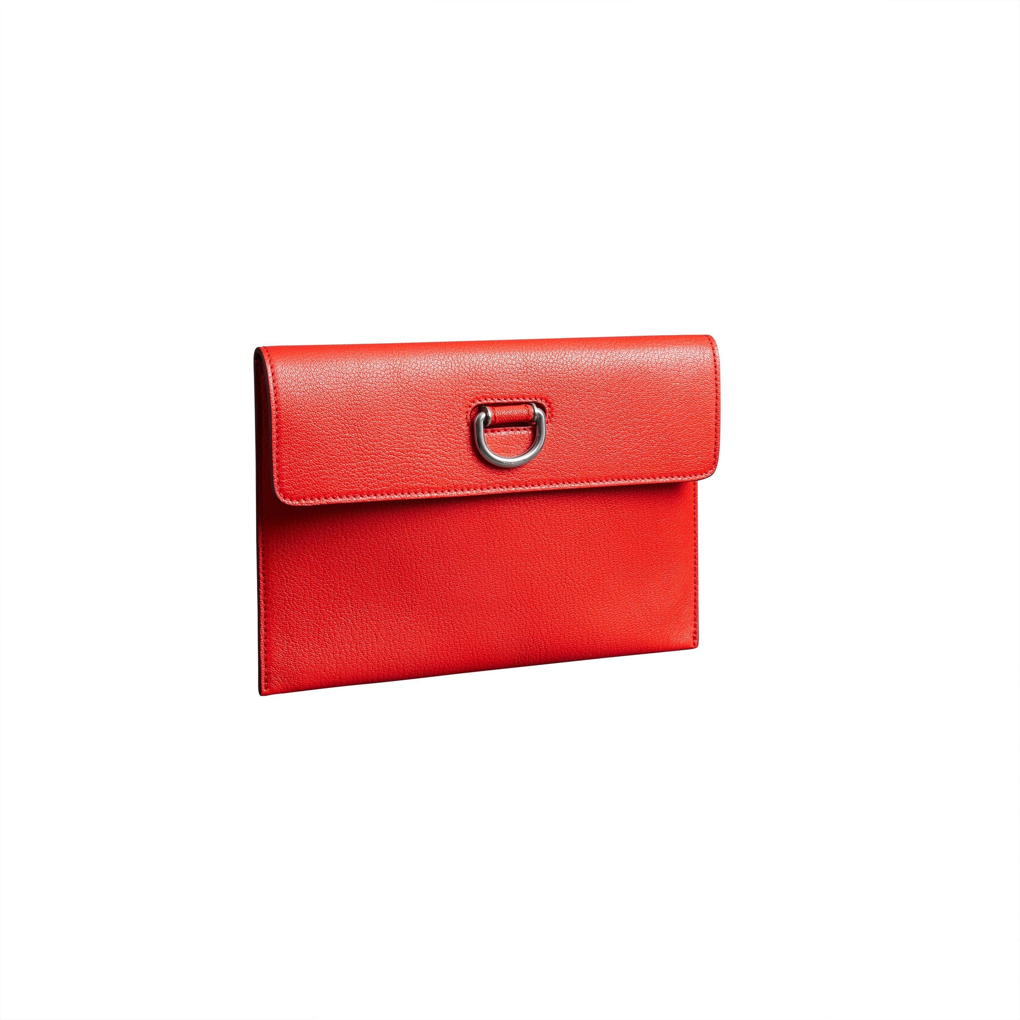 Pochette en cuir à boucle en D avec porte-monnaie zippé - Bright Red