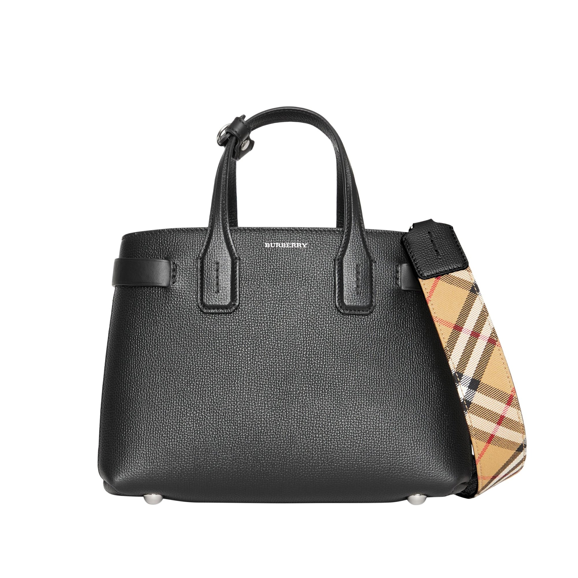 Petit sac The Banner en cuir avec Vintage check - Black