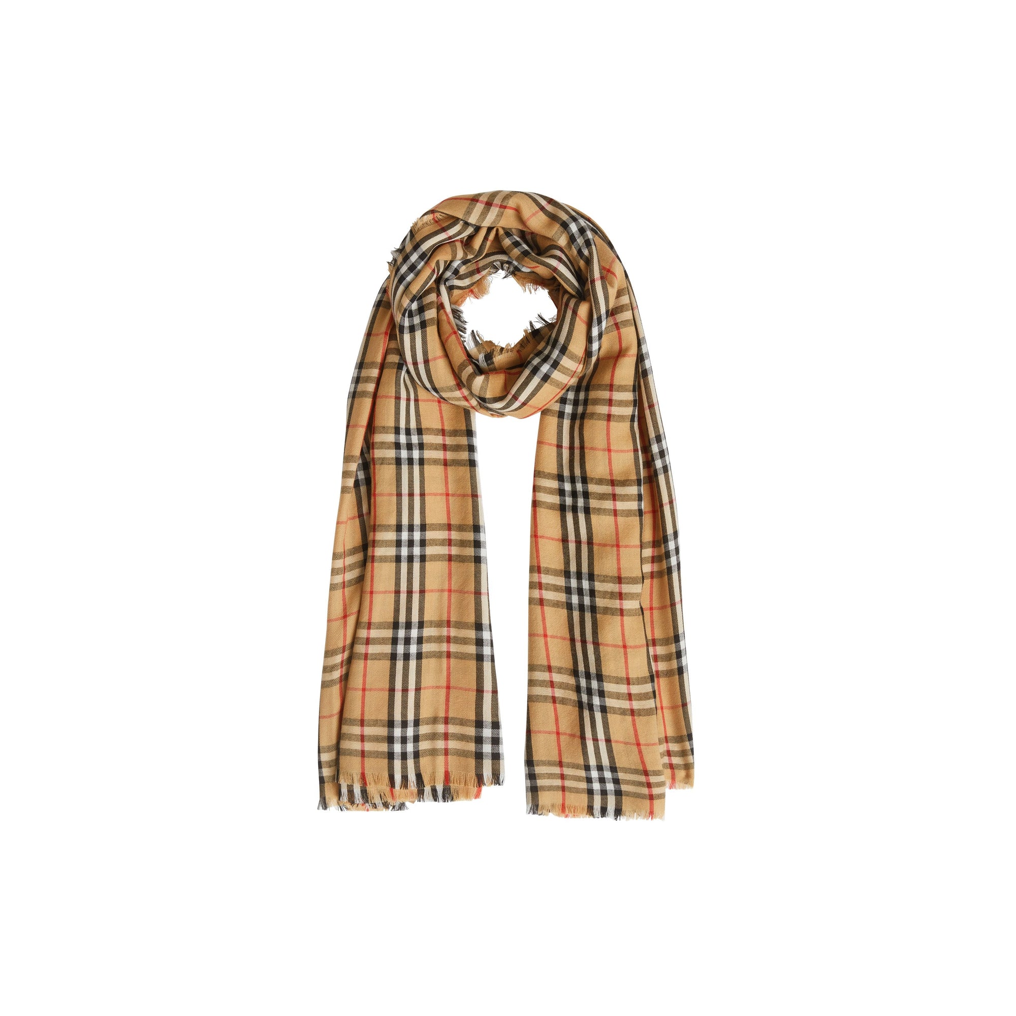 Écharpe légère en cachemire à motif Vintage check - Antique Yellow