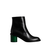 Bottines à talon bottier en cuir bicolore - Black