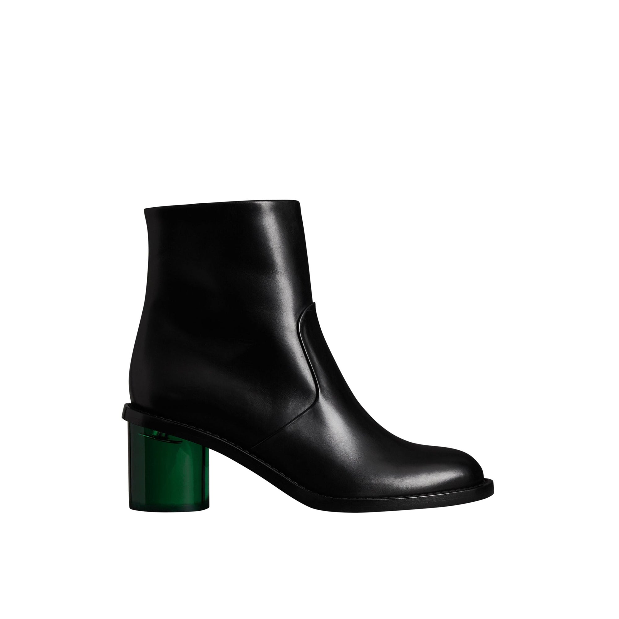 Bottines à talon bottier en cuir bicolore - Black
