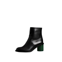 Bottines à talon bottier en cuir bicolore - Black