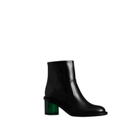 Bottines à talon bottier en cuir bicolore - Black