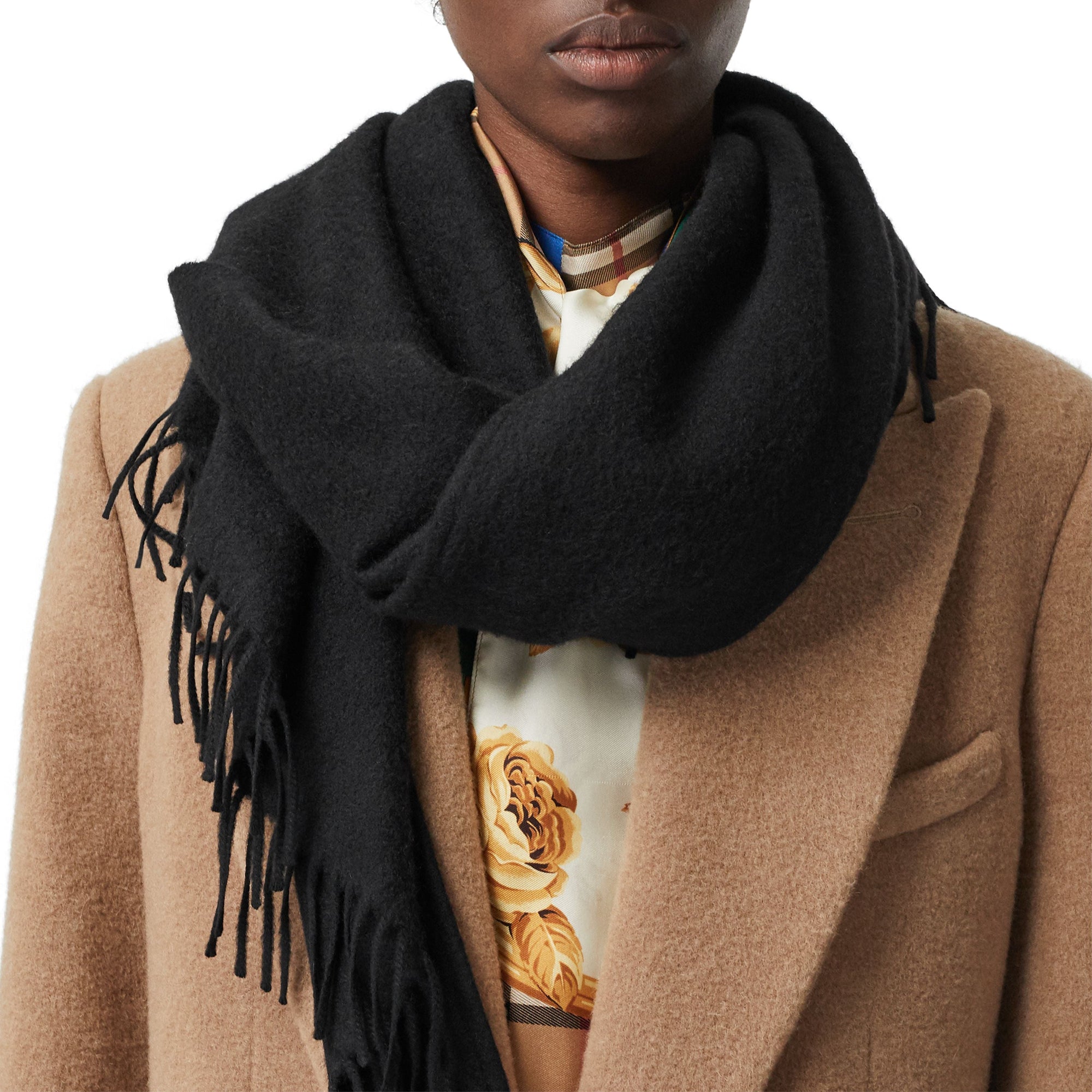 Bandana en cachemire brodé - Black