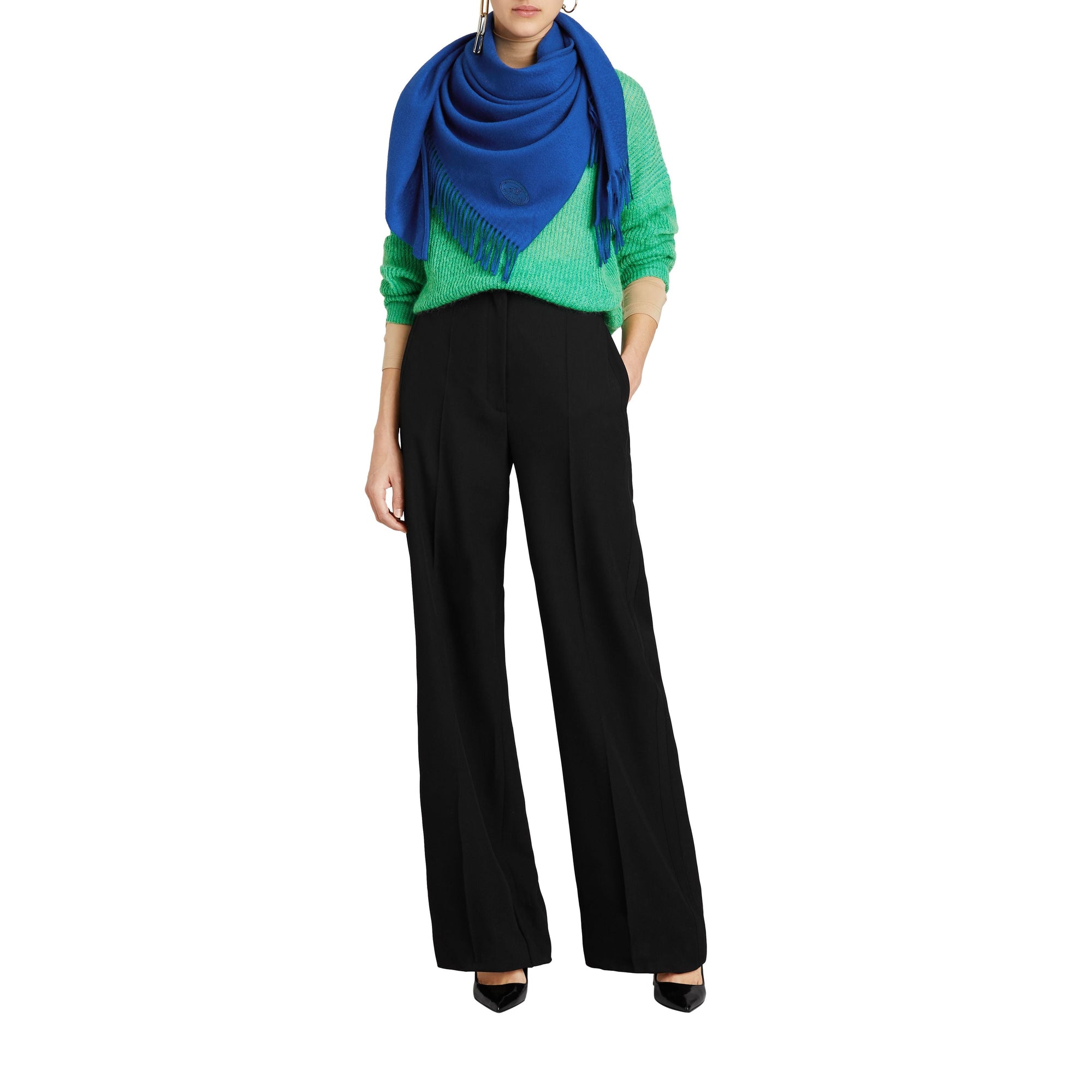 Bandana en cachemire brodé - Cadet Blue