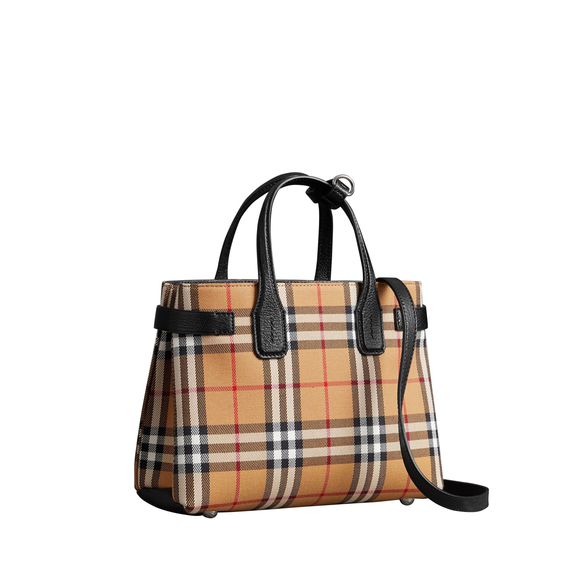 Petit sac The Banner en tissu Vintage check et cuir - Black