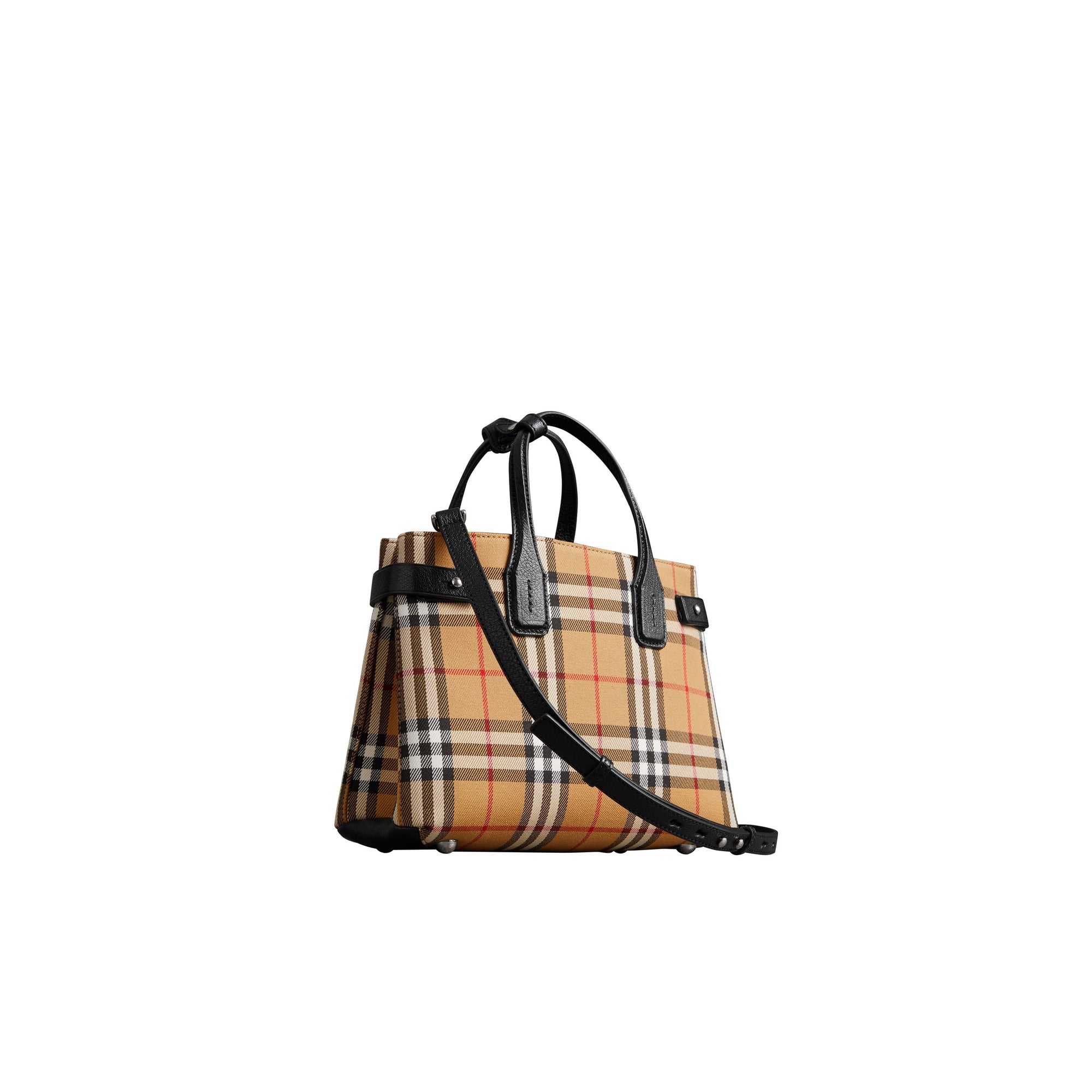 Petit sac The Banner en tissu Vintage check et cuir - Black