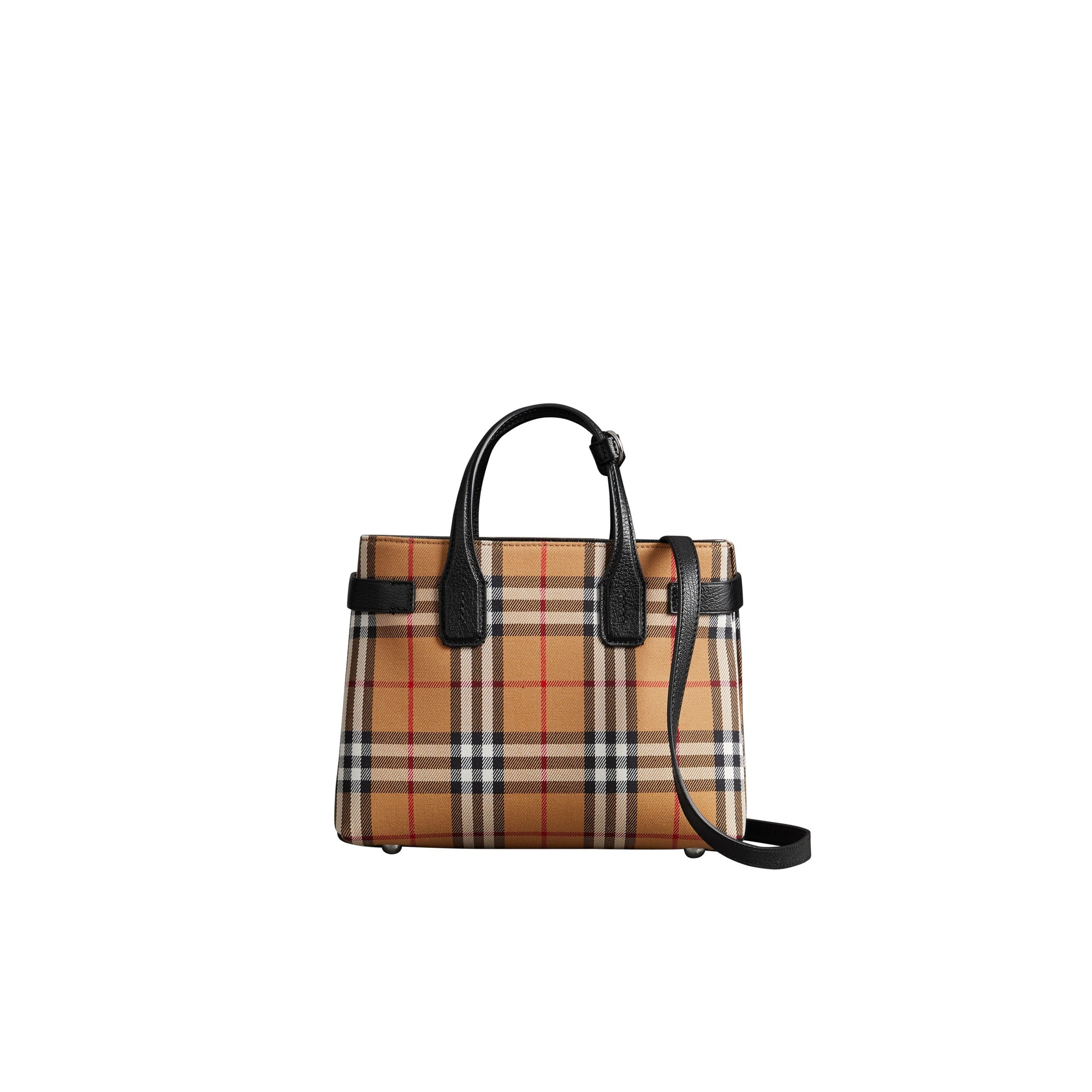 Petit sac The Banner en tissu Vintage check et cuir - Black