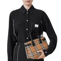 Petit sac The Banner en tissu Vintage check et cuir - Black