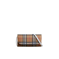 Portefeuille en cuir à motif Vintage check avec sangle amovible - Chalk White