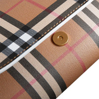 Portefeuille en cuir à motif Vintage check avec sangle amovible - Chalk White