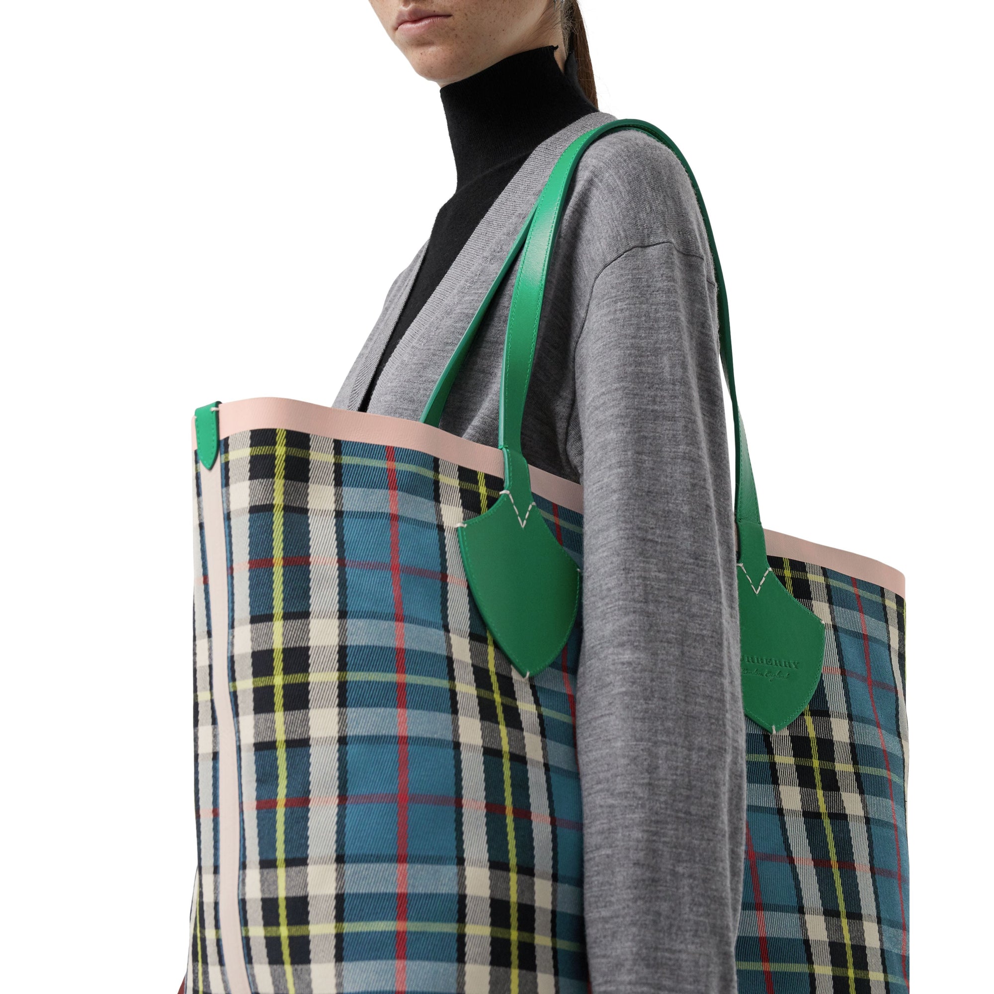 Sac tote The Giant réversible à motif Vintage check - Palm Green & Pink