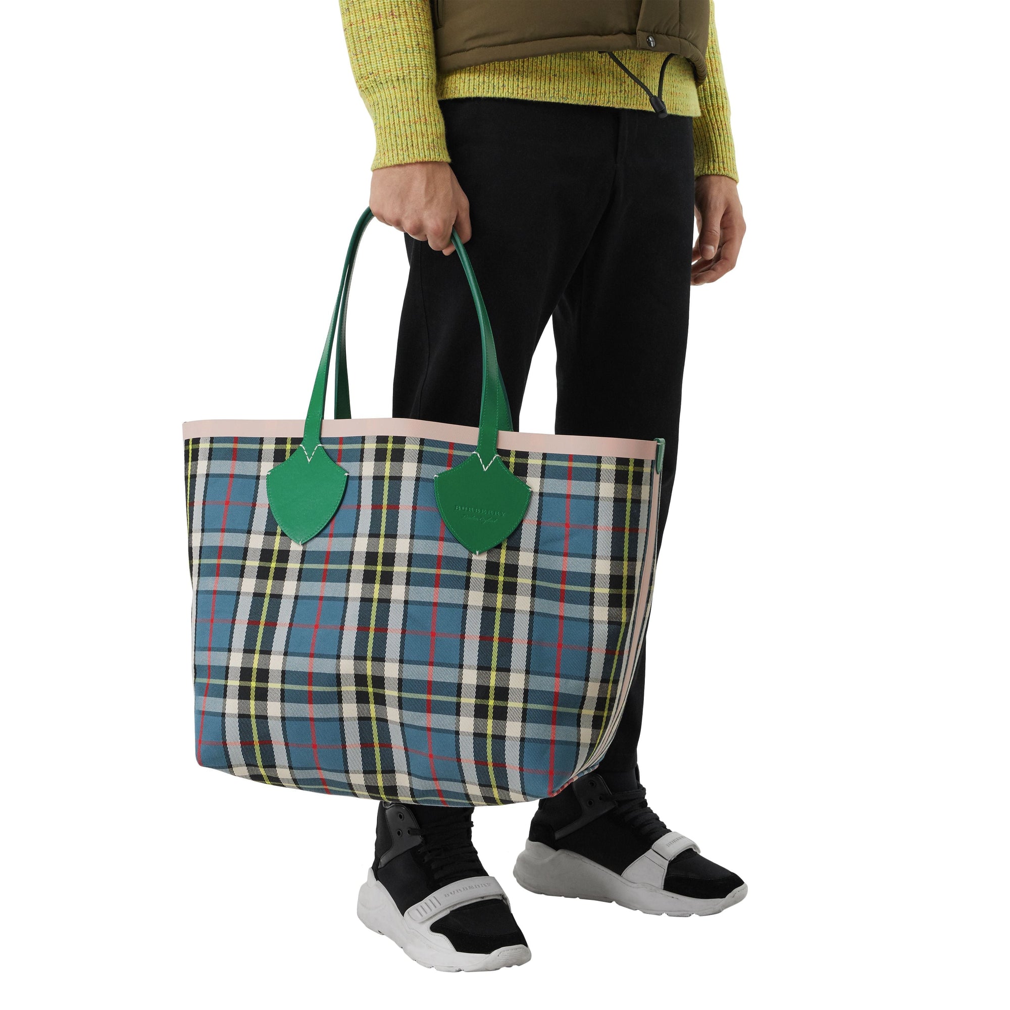 Sac tote The Giant réversible à motif Vintage check - Palm Green & Pink