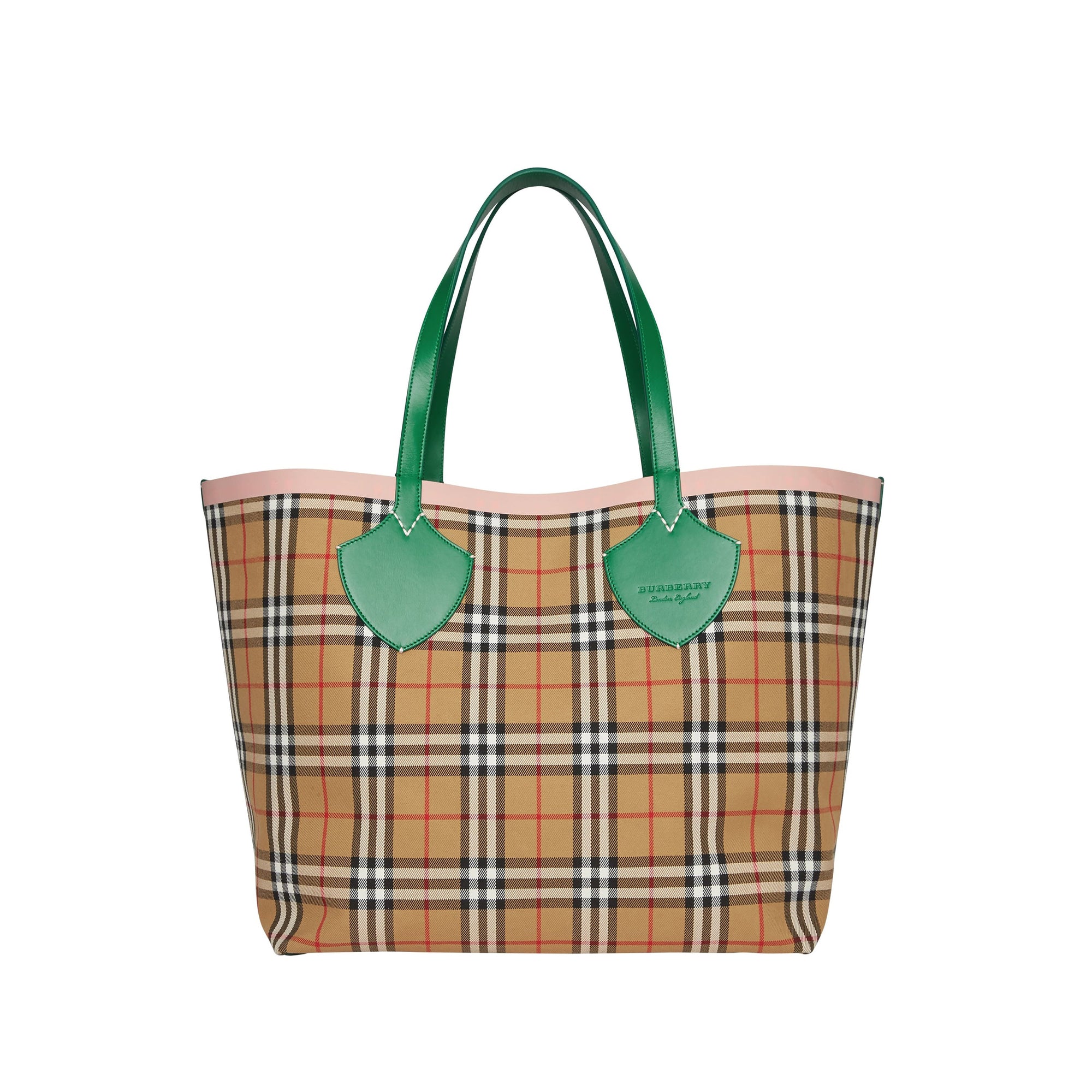 Sac tote The Giant réversible à motif Vintage check - Palm Green & Pink