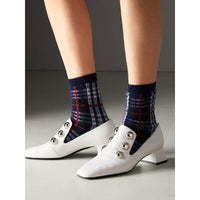 Socquettes en coton mélangé à motif Vintage check - Navy
