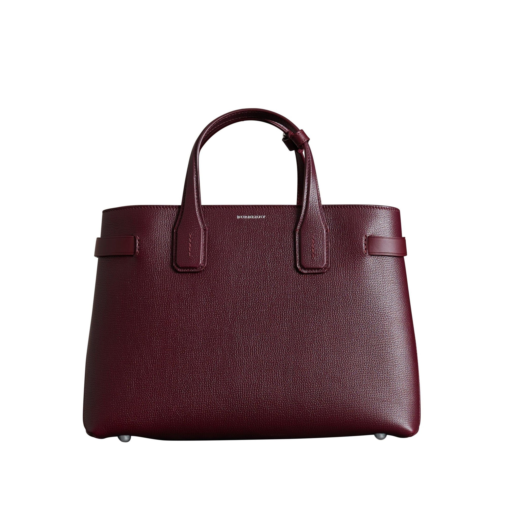 Sac The Banner moyen en cuir avec Vintage check - Mahogany Red