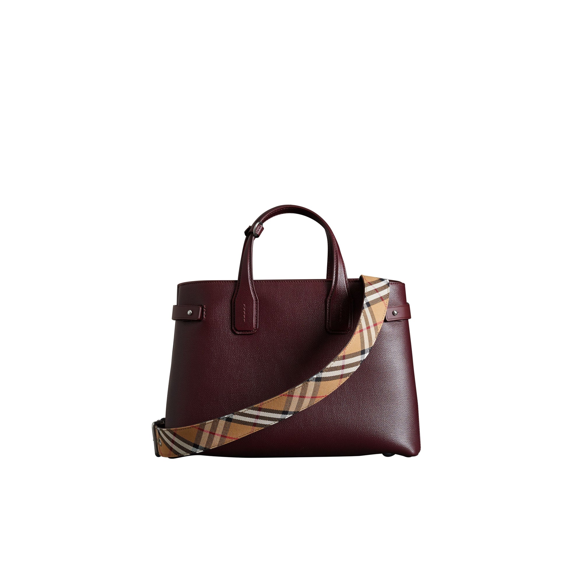 Sac The Banner moyen en cuir avec Vintage check - Mahogany Red